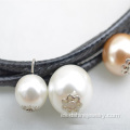 Multi Strand collar de perlas cuero cuerda gargantilla de perlas de Shell